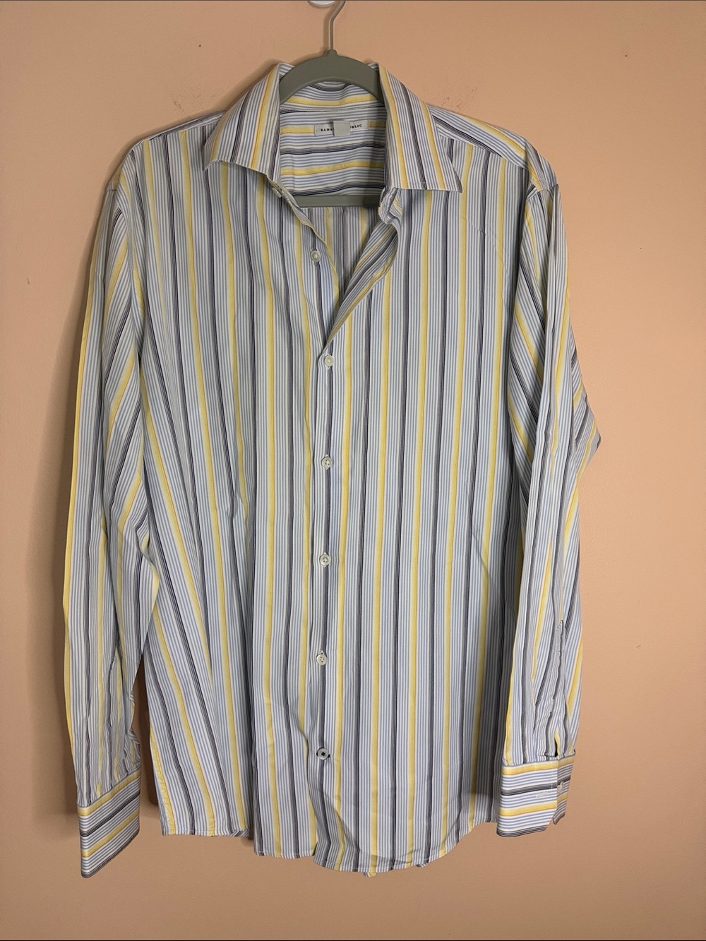 Banana Republic Men's Striped Dress Shirt - Blue & Yellow 100% cotton